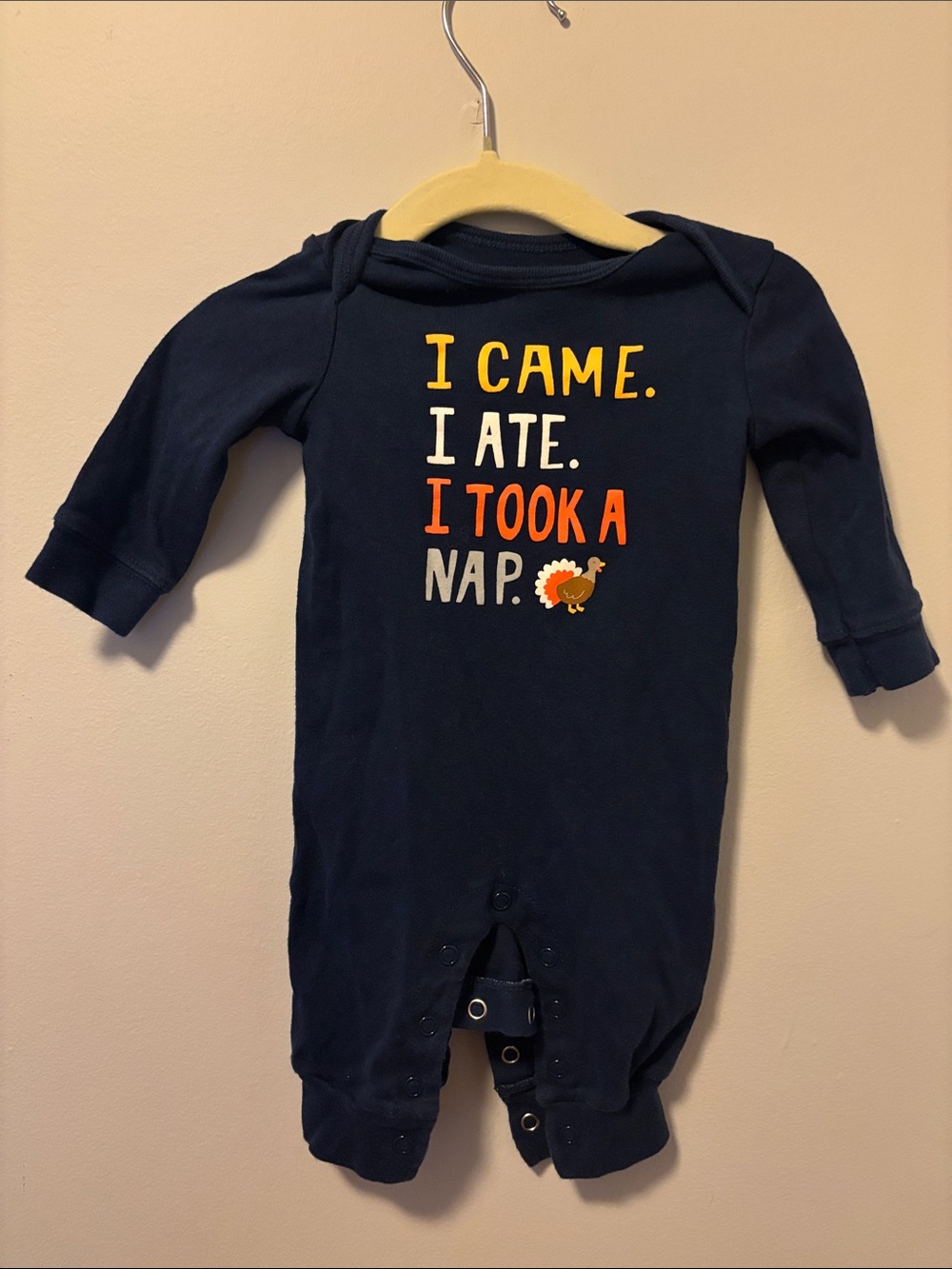 Navy Kids One-Piece Bodysuit with Thanksgiving Graphic